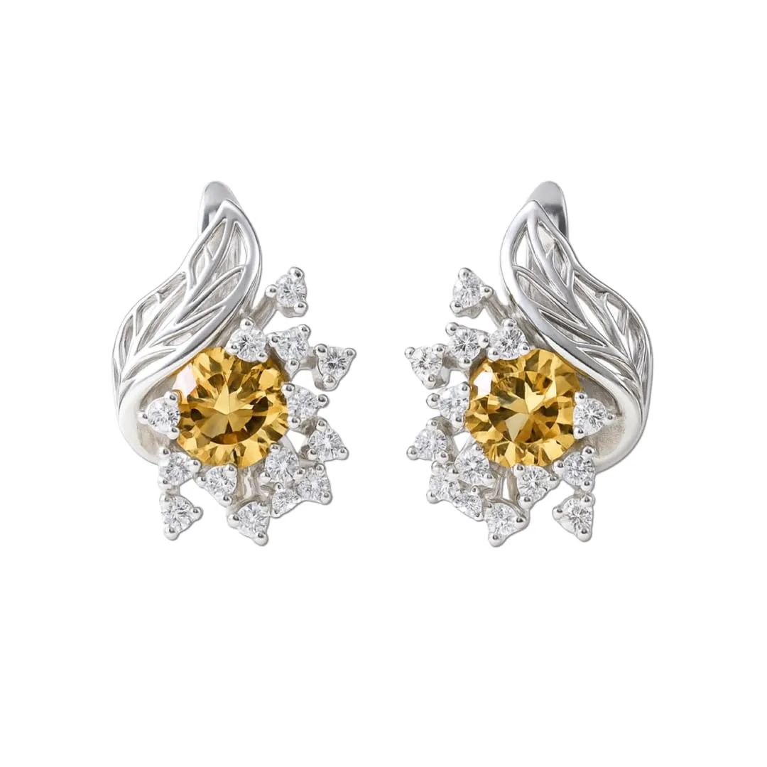 Sunburst Earrings Yellow Citrine Crystal Sterling Silver Snowflake Earrings 3.12 Carats November Birthstone Jewelry for Women Citrine Jewelry Gifts for Women sold by Zulily