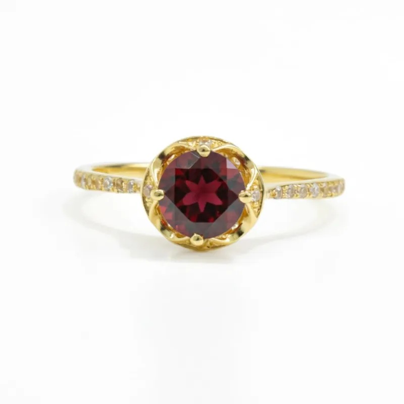 Sterling Silver Solitaire Ring Sterling Silver Floral Rings for Women Solitaire Rings for Women January Birthstone Jewelry Garnet Ring Gifts for Her made by Zulily