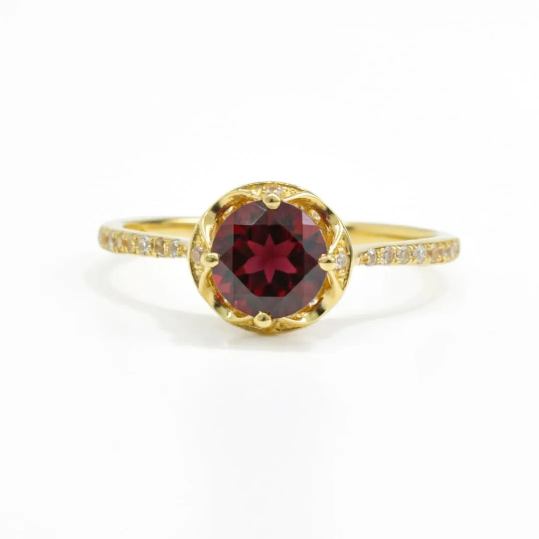 Sterling Silver Solitaire Ring Sterling Silver Floral Rings for Women Solitaire Rings for Women January Birthstone Jewelry Garnet Ring Gifts for Her sold by Zulily product image thumbnail 2