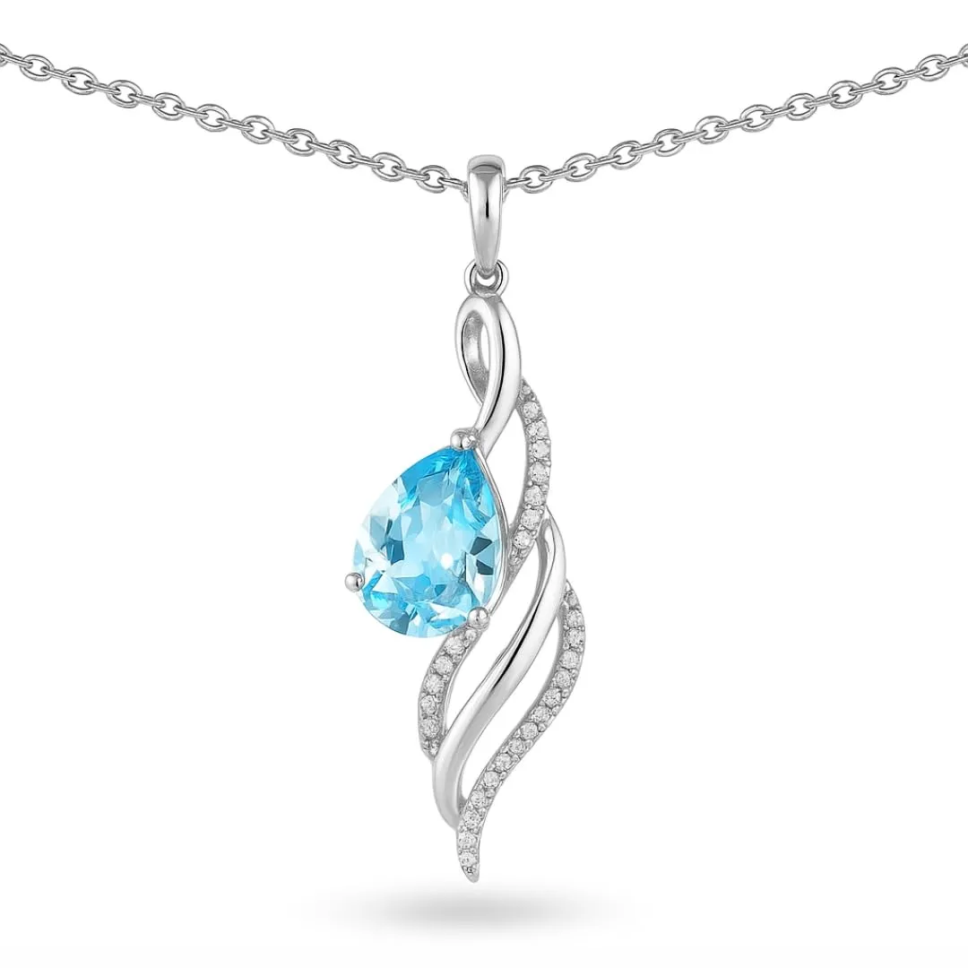 Swirl Necklace 2.92 Carats Sky Blue Topaz Jewelry Sterling Silver Wave Pendant Blue Wave Necklace for Women Sterling Silver December Birthstone Jewelry Gift sold by Zulily