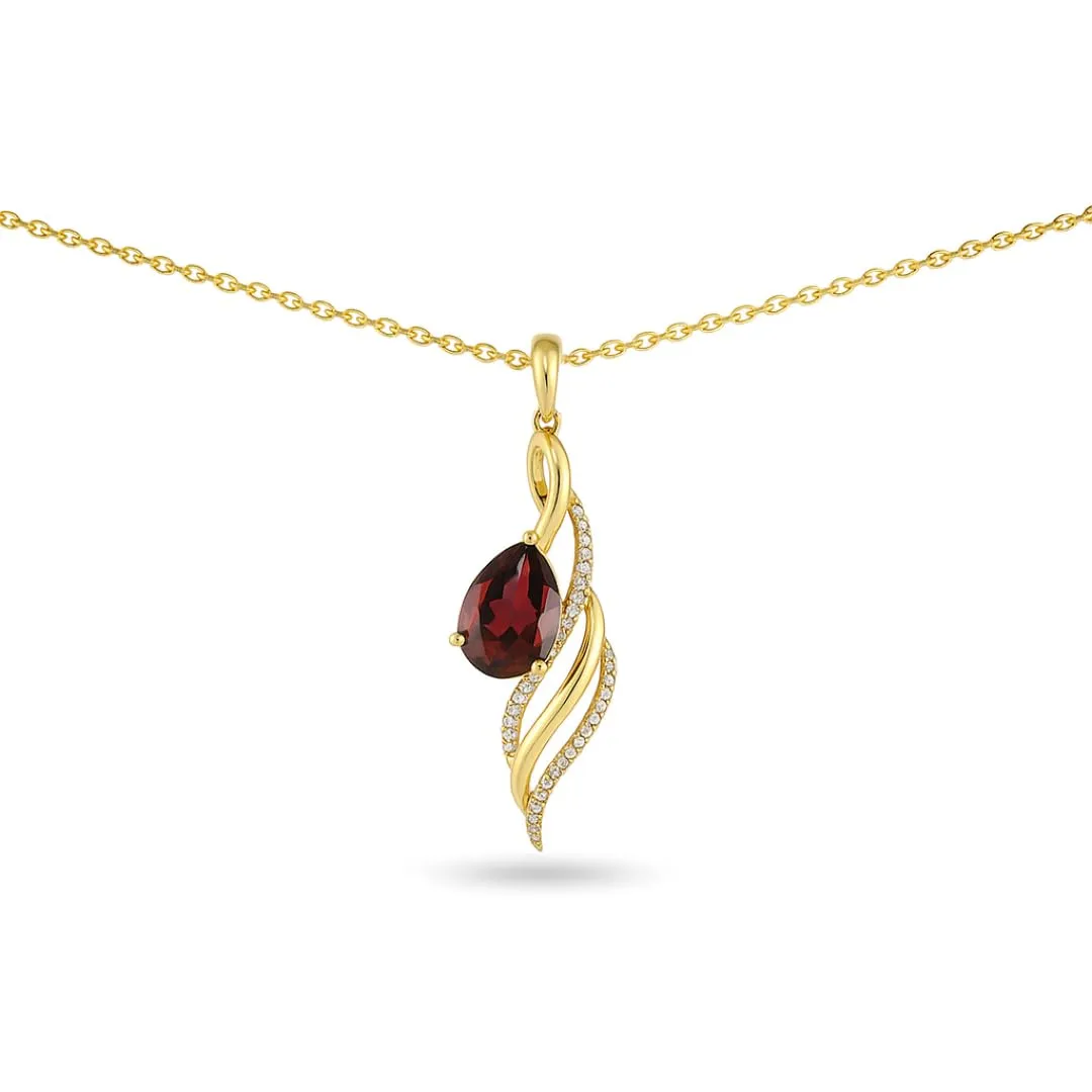 Swirl Necklace 3.13 Carats Red Garnet Jewelry Sterling Silver Gold Plated Wave Pendant Garnet Necklaces for Women Sterling Silver January Birthstone Jewelry sold by Zulily
