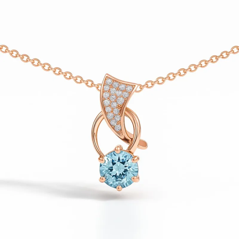 Pave Pendant Drop Pendant Necklace 1.11 Carats Sky Blue Topaz Necklace Sterling Silver Rose Gold Plated White and Blue Topaz Necklaces for Women Gifts made by Zulily