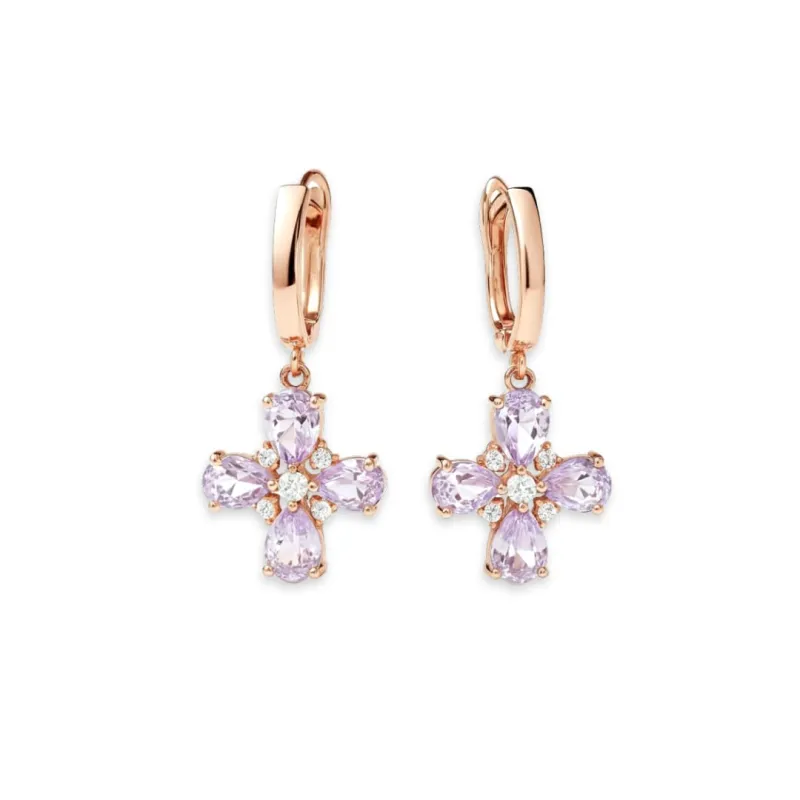 Pastel Earrings for Women 13.48 Carats Sky Blue Topaz Amethyst Jewelry Sterling Silver Floral Dangle Blue Topaz Earrings for Women December February Birthstone Jewelry made by Zulily