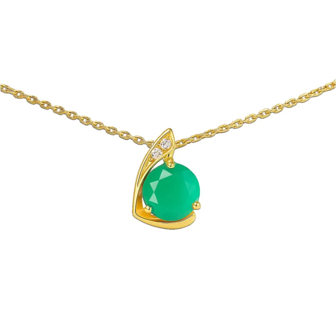 Fine Color Jewels Pave Pendant Wrapped Green Agate Necklace for Women in Sterling Silver 3.03 Carats Pave Necklace for Women Round Shaped Green Agate Jewelry Gifts sold by Zulily