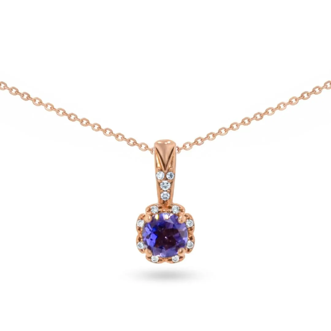 Silver Flower Necklaces for Women Lolite Blue Topaz Voilet Necklaces for Women 1.05 Carats 14K Gold Plated Sterling Silver Pave Necklace for Women Lolite Blue Topaz Jewelry sold by Zulily product image thumbnail 2