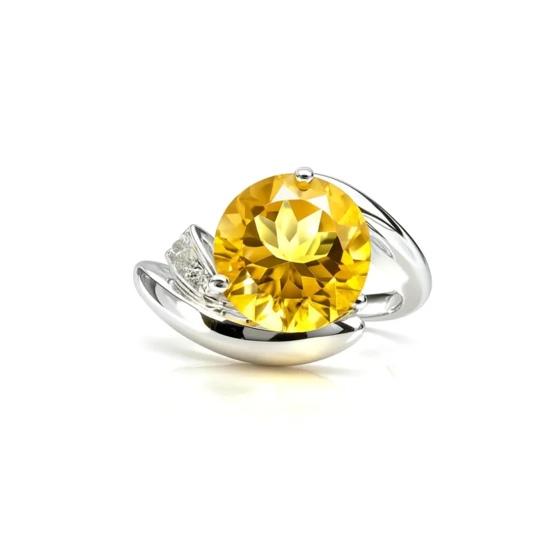 Citrine Rings for Women 3.16 Carats Cocktail Ring in Sterling Silver Smoky November Birthstone Jewelry Cocktail Rings for Women Yellow Citrine Jewelry Gift made by Zulily