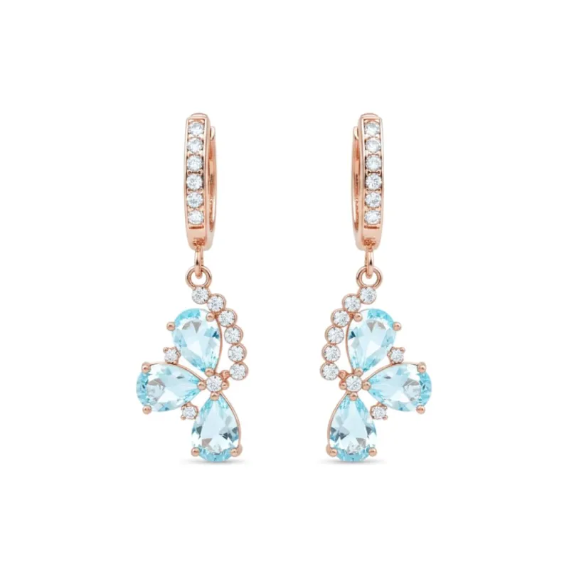 Spring Flower Earrings Pesky 6.2 Carats Sky Blue and White Topaz Pastel Earrings for Women Rose Gold Plated over Sterling Silver Lever Backed Nature Jewelry Gift made by Zulily