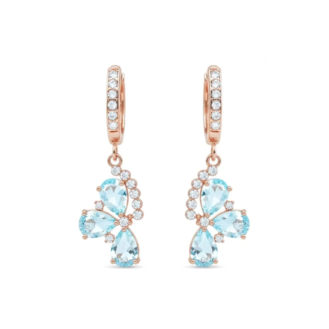 Spring Flower Earrings Pesky 6.2 Carats Sky Blue and White Topaz Pastel Earrings for Women Rose Gold Plated over Sterling Silver Lever Backed Nature Jewelry Gift sold by Zulily