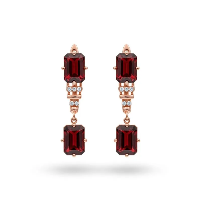Valentine’s gift for daughter Rose Gold Plated Earrings for Women over Sterling Silver 5.61 Carats Natural Red Garnet Earrings Dangle Leverback Finding January Birthstone Jewelry made by Zulily