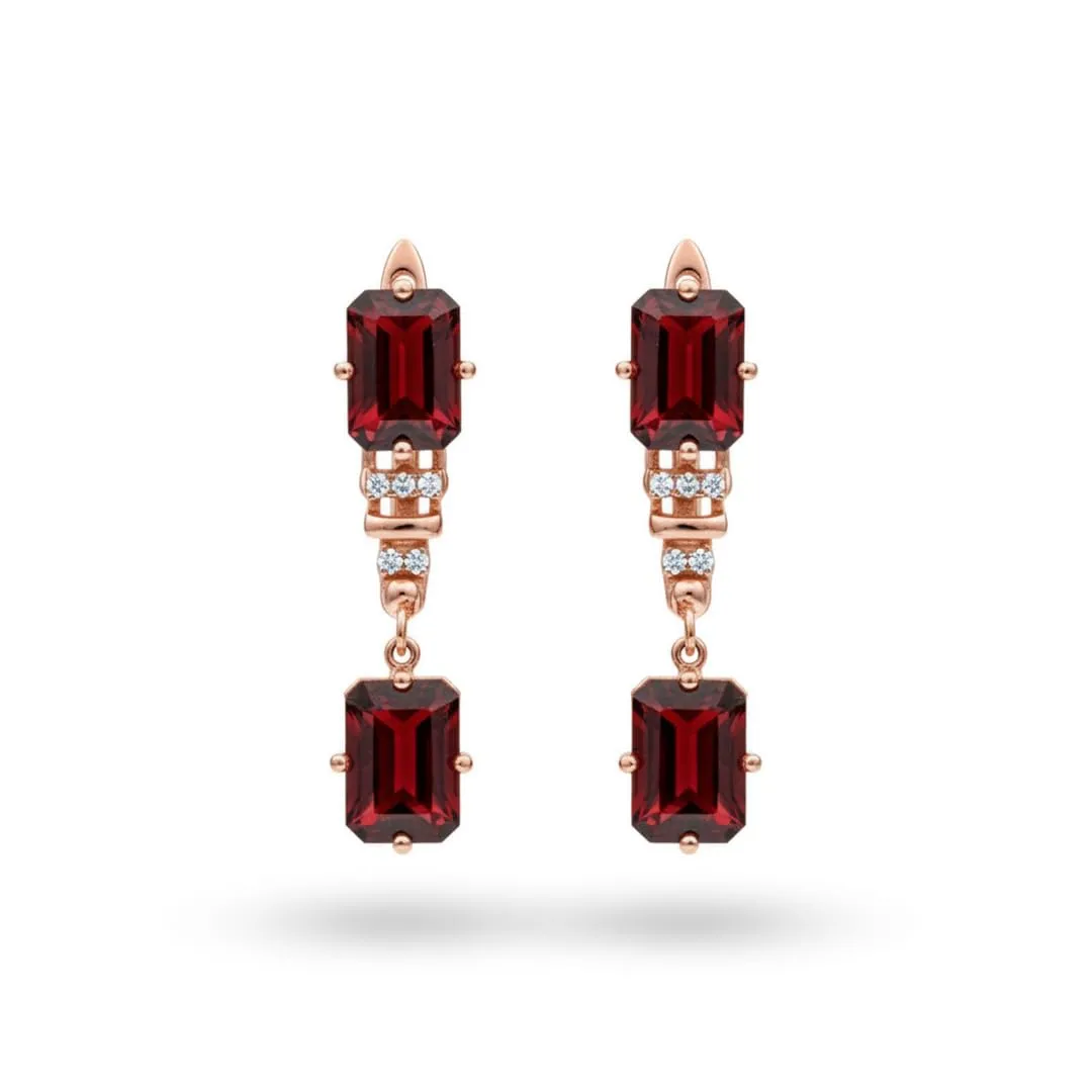 Valentine’s gift for daughter Rose Gold Plated Earrings for Women over Sterling Silver 5.61 Carats Natural Red Garnet Earrings Dangle Leverback Finding January Birthstone Jewelry sold by Zulily