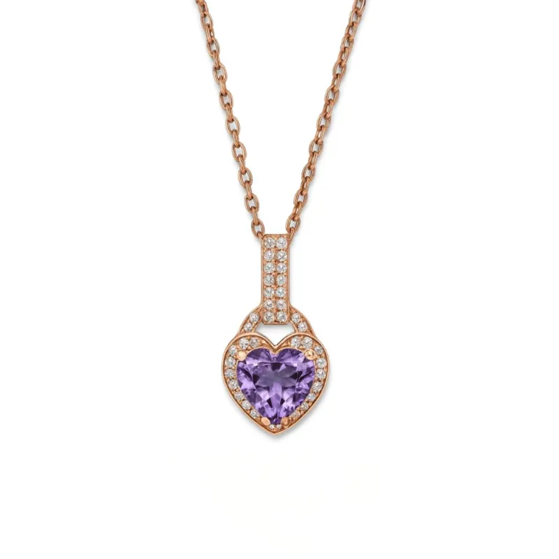 Fine Color Jewels Genuine Amethyst Heart Necklace for Women 1.70 Carats Amethyst Jewelry February Birthstone Red Garnet White Topaz and Purple Necklaces made by Zulily