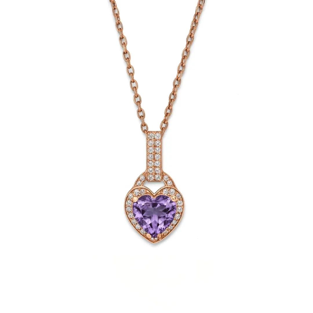 Fine Color Jewels Genuine Amethyst Heart Necklace for Women 1.70 Carats Amethyst Jewelry February Birthstone Red Garnet White Topaz and Purple Necklaces sold by Zulily