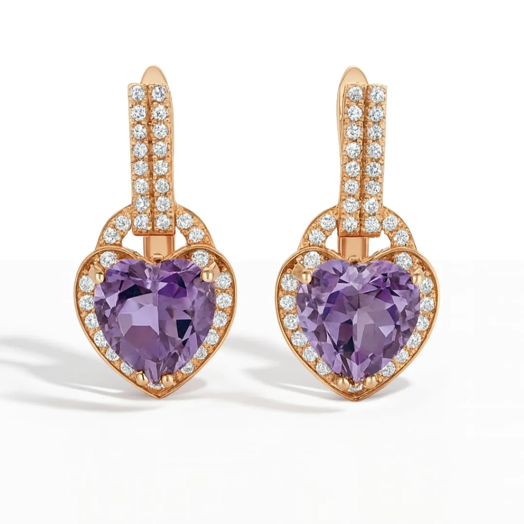 Amethyst Dangle Earrings 3.41 Carats Sterling Silver Purple Heart Earrings for Women February Birthstone Jewelry Gift for Women sold by Zulily