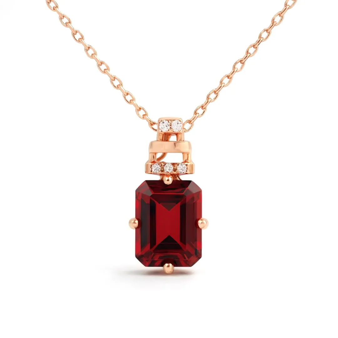 Garnet Birthstone Necklace 1.41 Carats Red Garnet Necklace Gold plated over Sterling Silver Emerald Cut Necklace for women January Birthstone Jewelry Gift for Her sold by Zulily