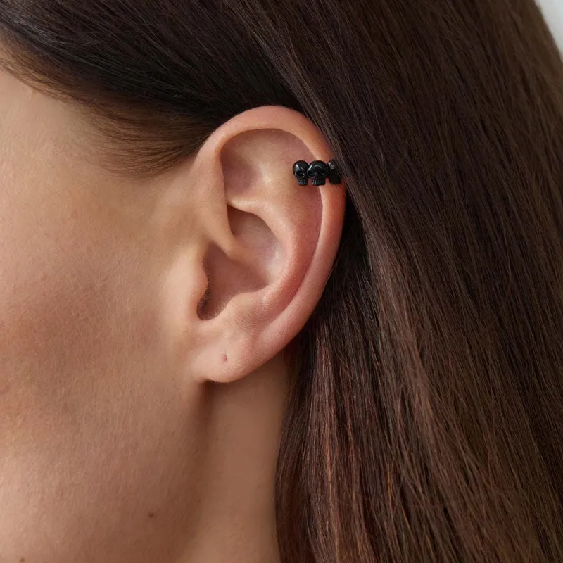 Blacktone Three-Skulls Ear Cuff made by Zulily