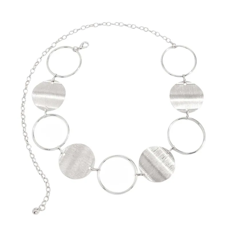 Silvertone Textured & Open Circular Charm Waist Chain made by Zulily