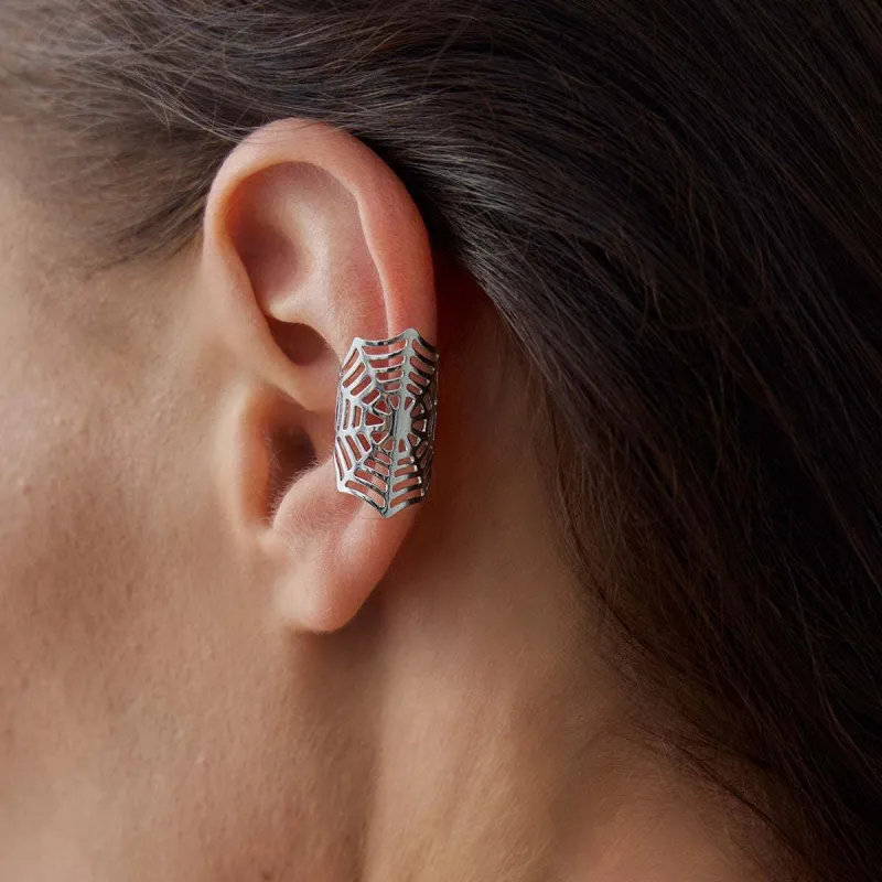 Silvertone Spider Web Ear Cuff made by Zulily