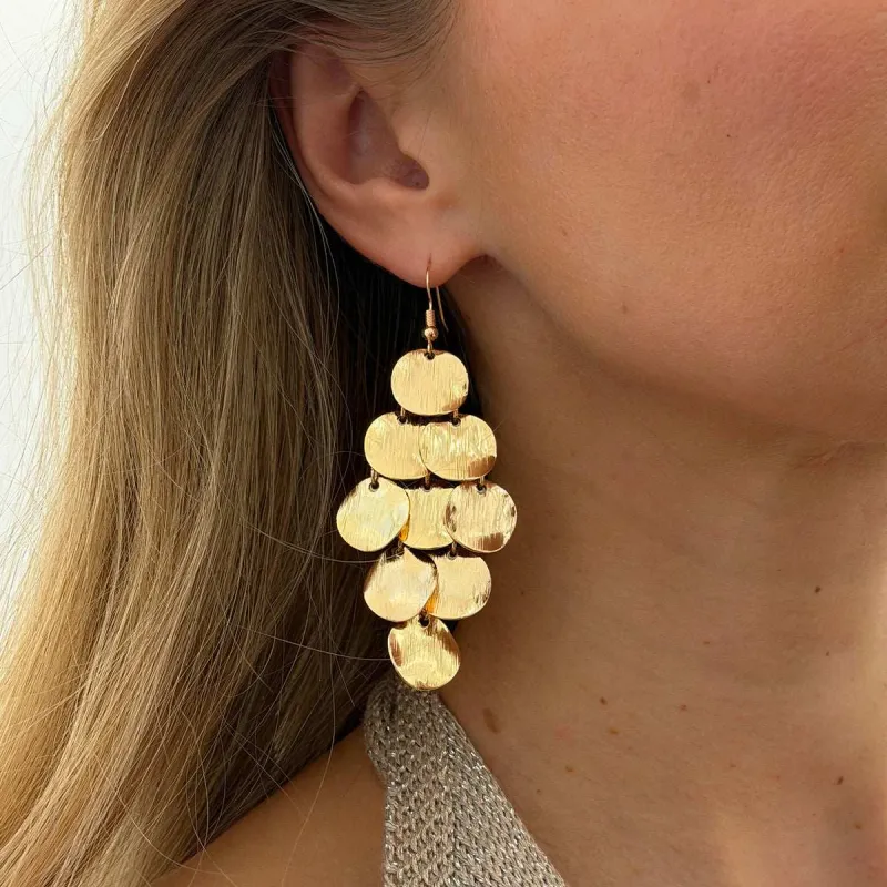 Goldtone Textured Disc Tassel Dangle Earrings made by Zulily