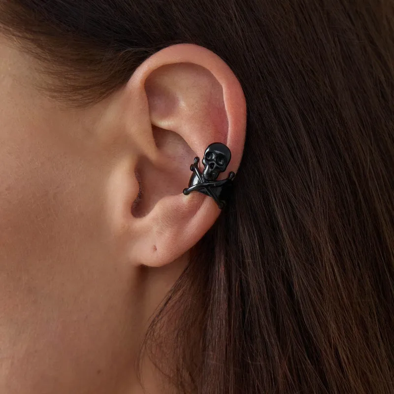 Blacktone Skull X Ear Cuff made by Zulily