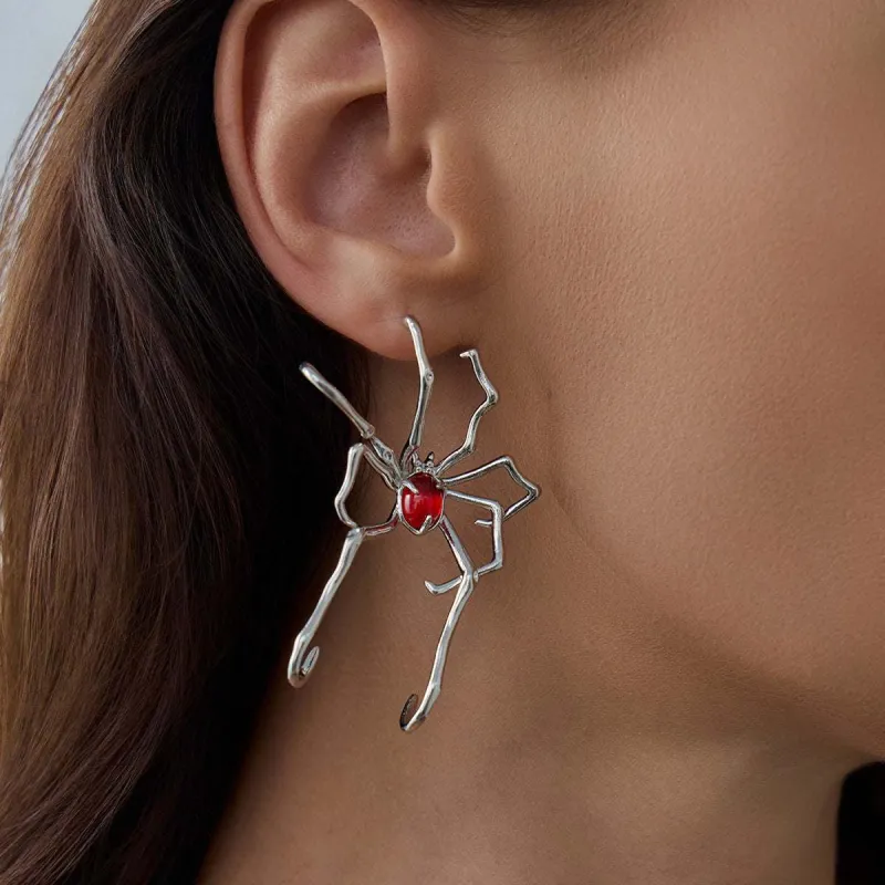 Red Resin & Silvertone Spider Ear Cuff made by Zulily