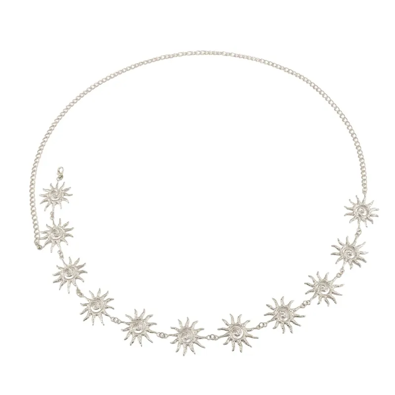 Silvertone Swirl Sun Charm Waist Chain made by Zulily