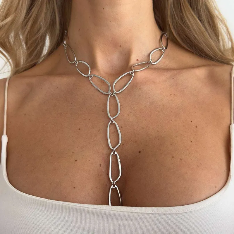 Silvertone Open Drop Lariat Chain Necklace made by Zulily