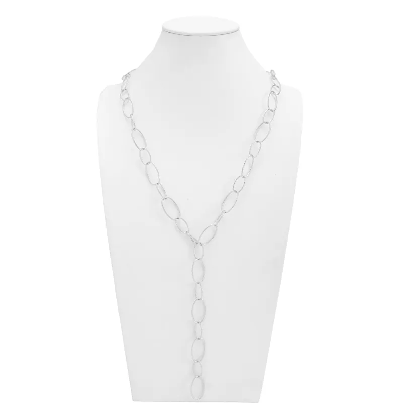 Silvertone Oval Chain Lariat Necklace made by Zulily