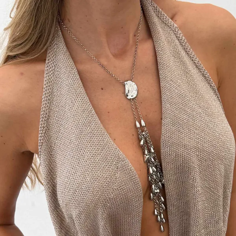 Silvertone Geometric Tassel Statement Necklace made by Zulily