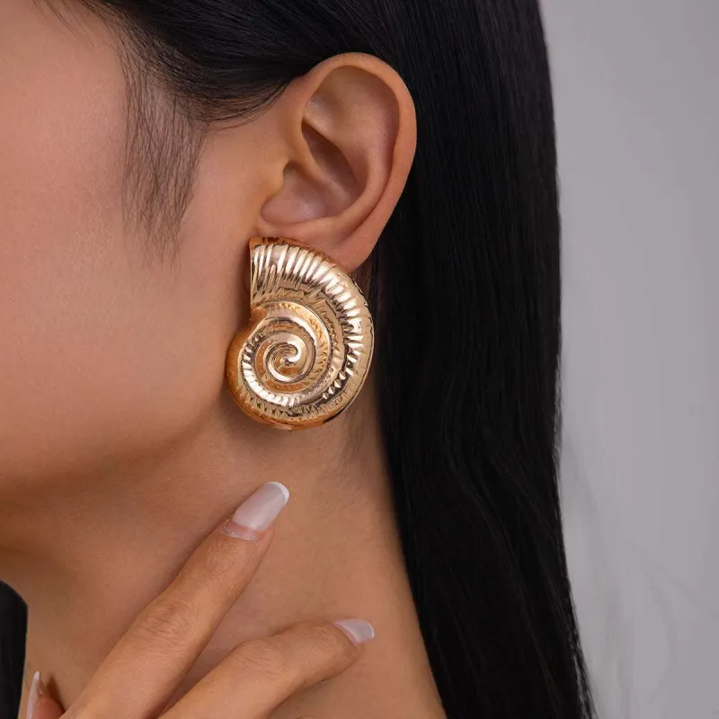 Goldtone Conch Stud Earrings made by Zulily
