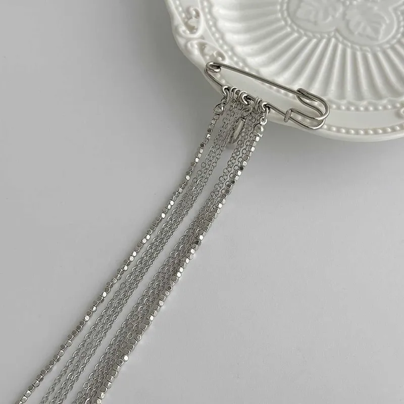 Silvertone Drop Tassel Pin Brooch made by Zulily