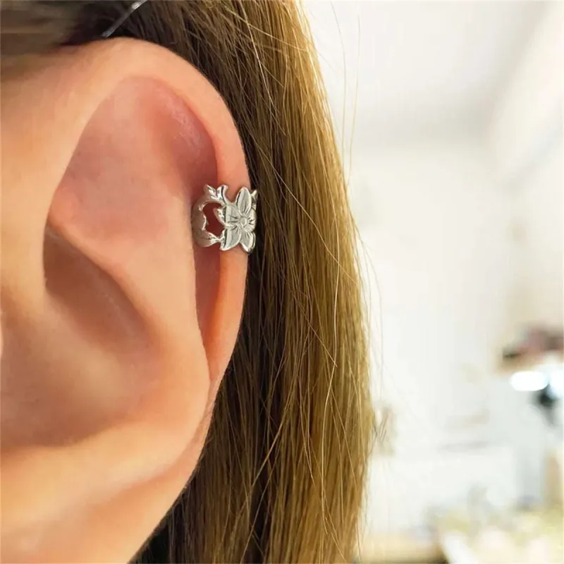 Silvertone Open Flower Ear Cuff made by Zulily
