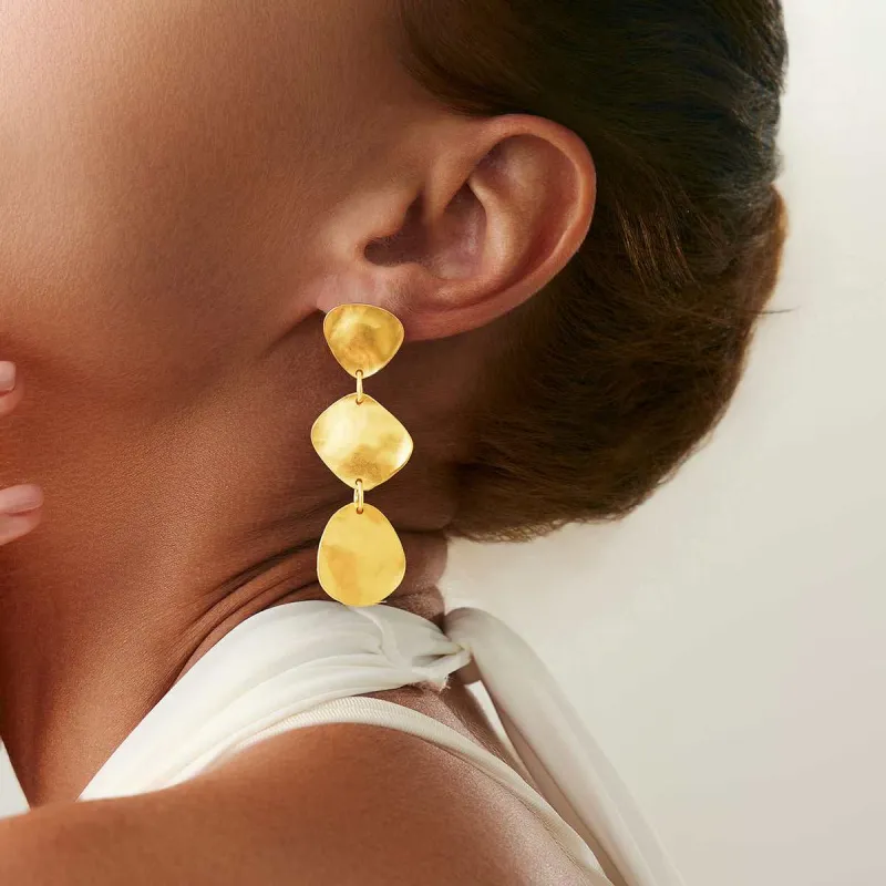 Goldtone Tiered Triangle Rhombus Drop Dangle Earrings made by Zulily