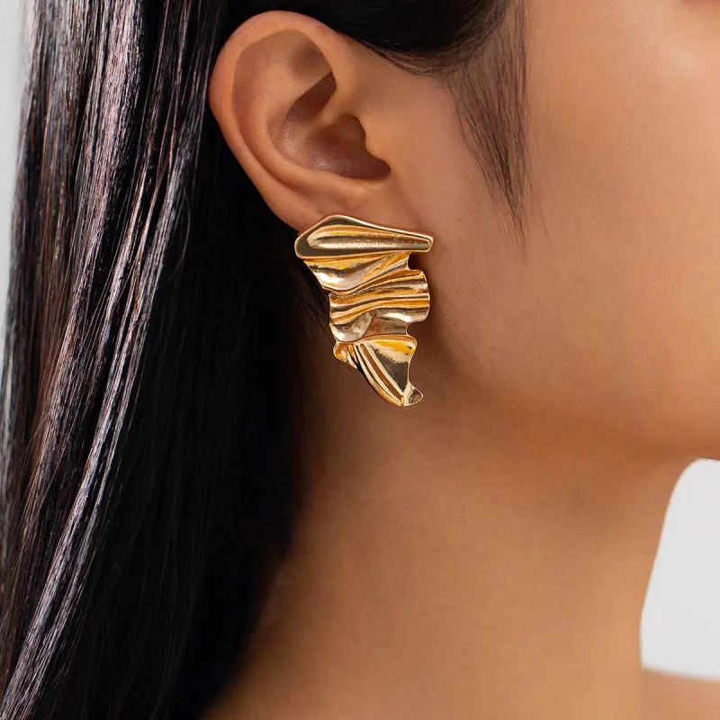 Goldtone Wrinkled Irregular Stud Earrings made by Zulily