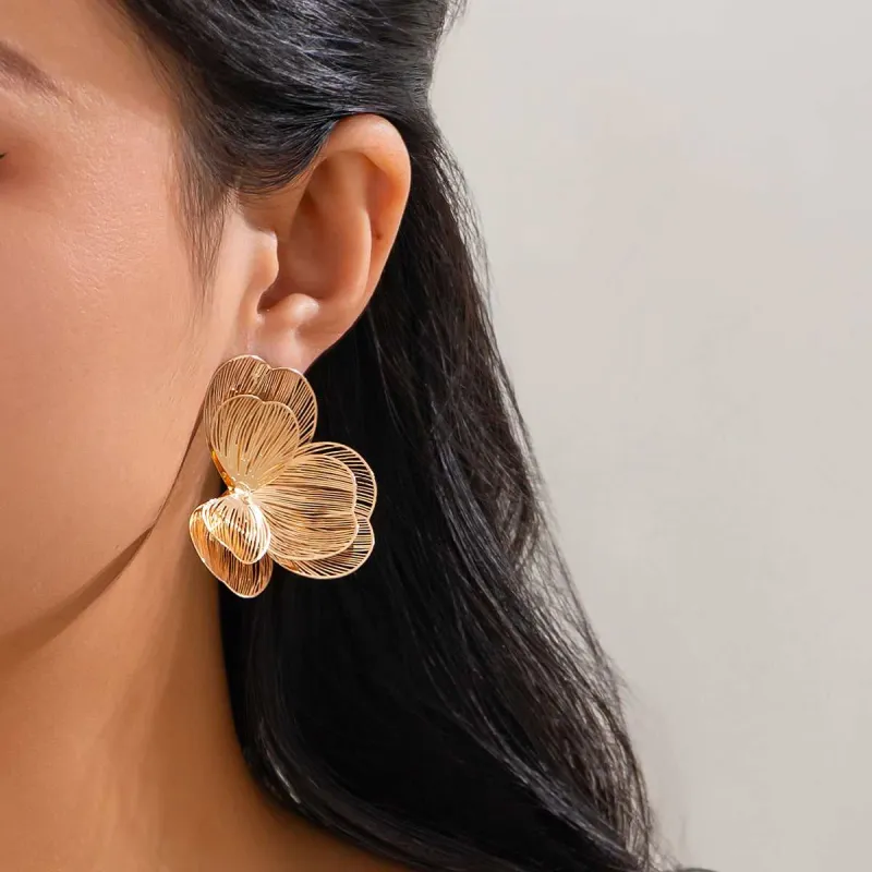 Goldtone Netted Flower Statement Stud Earrings made by Zulily