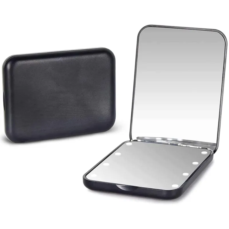 Foldable LED Travel 2X Magnification Makeup Mirror made by Leo Rosi