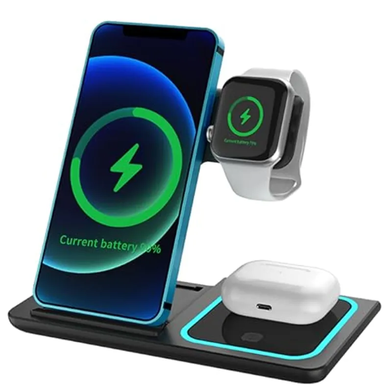 3 in 1 Wireless Charger Stand for iPhone Apple Watch AirPods Fast Charging made by Leo Rosi