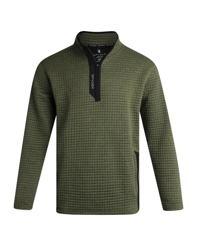 Spyder Men's Box Quilt Quarter Zip - Olive made by Spyder