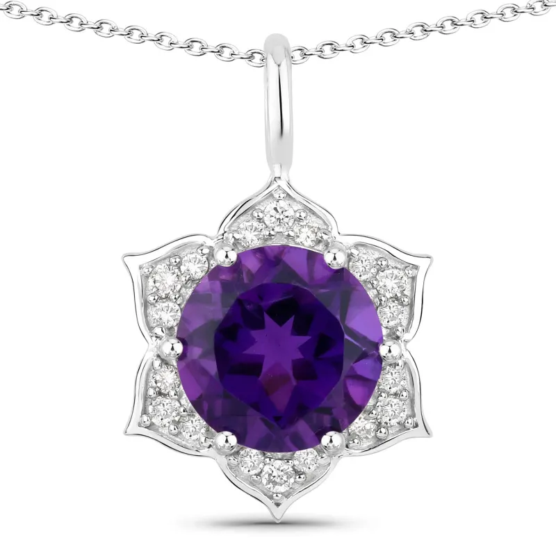 Genuine Amethyst and Lab Diamond Sterling Silver Star Necklace made by Zulily