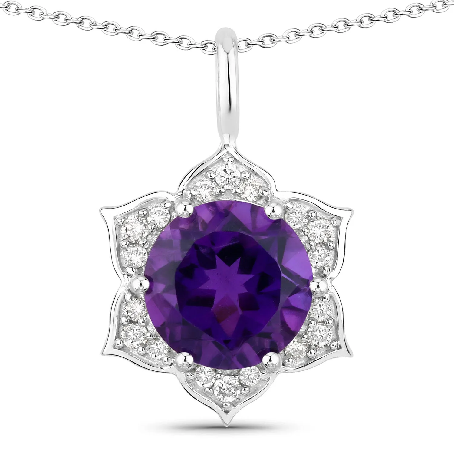 Genuine Amethyst and Lab Diamond Sterling Silver Star Necklace sold by Zulily