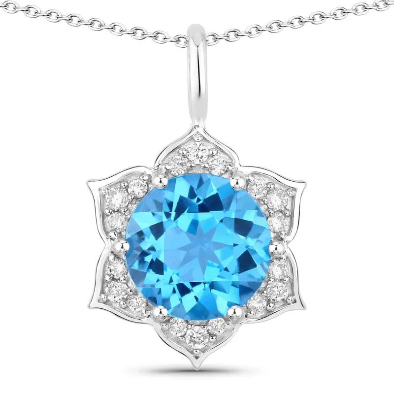 Genuine Swiss Blue Topaz and Lab Diamond Sterling Silver Star Necklace made by Zulily