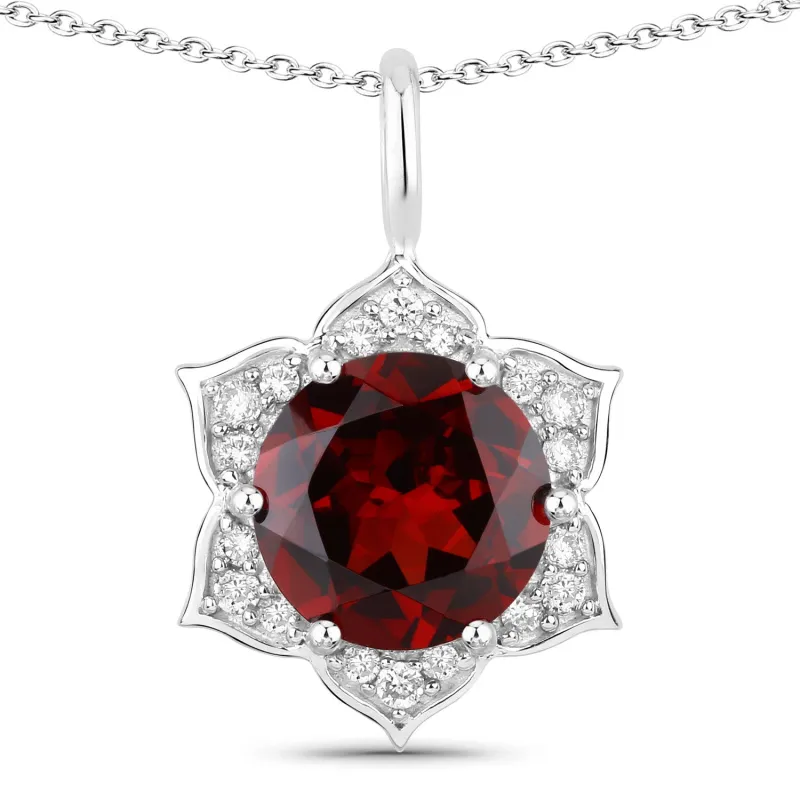 Genuine Mozambique Garnet and Lab Diamond Sterling Silver Star Necklace made by Zulily