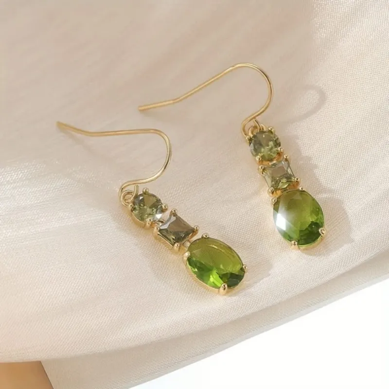 Green CZ Dangle Hook Earrings made by Leo Rosi
