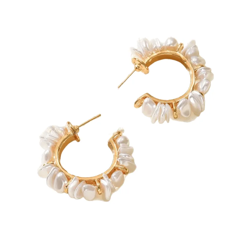 Baroque Pearl Hoop Earrings made by Leo Rosi