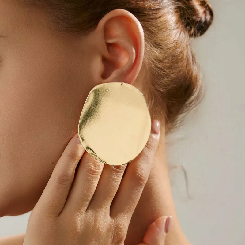 Goldtone Round Statement Stud Earrings made by Zulily