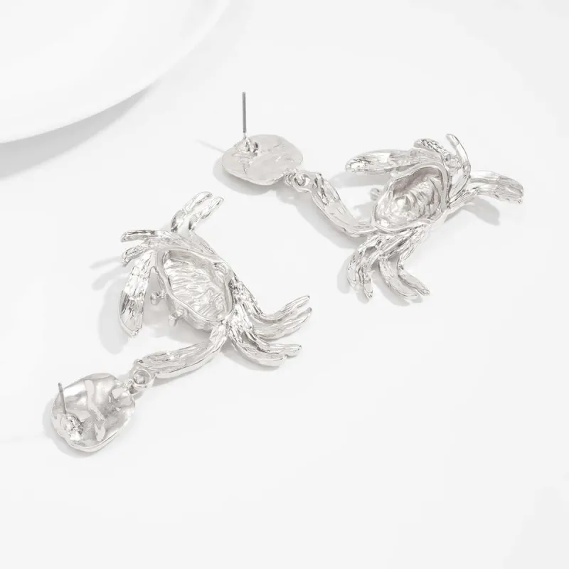 Silvertone Crab Dangle Earrings made by Zulily