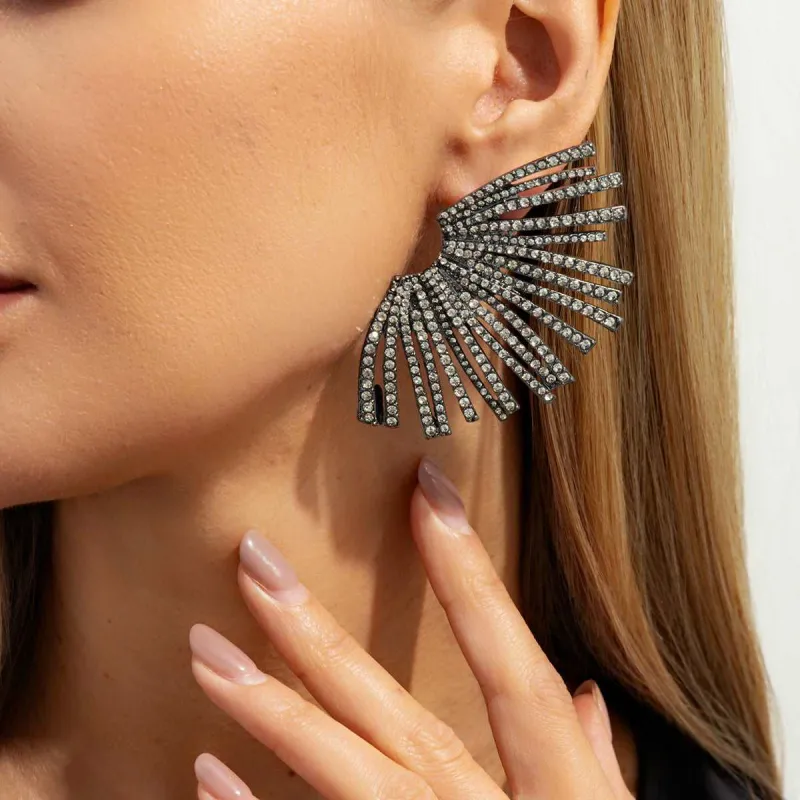 Cubic Zirconia & Blacktone Wing Statement Stud Earrings made by Zulily