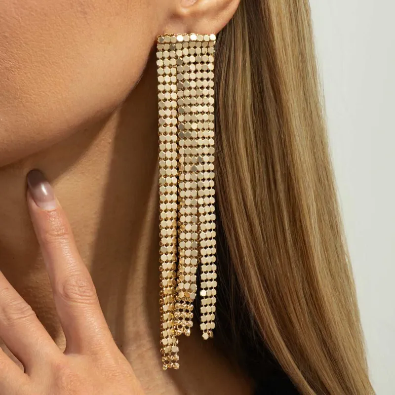 Goldtone Sequin Tassel Dangle Earrings made by Zulily