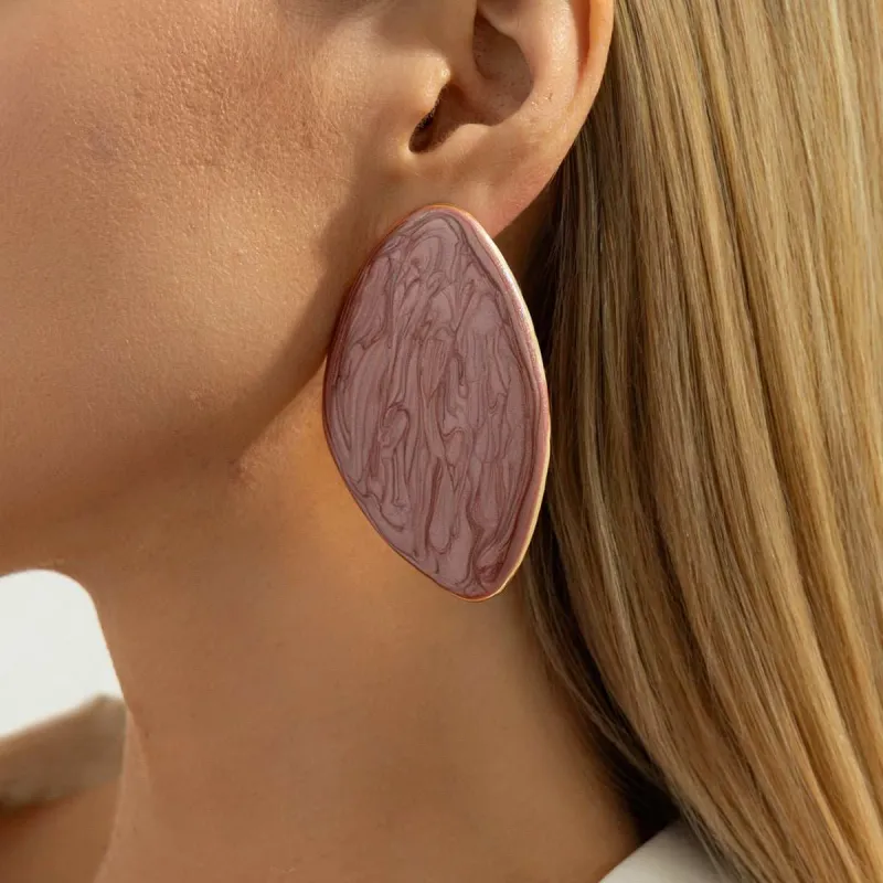 Pink Enamel & Goldtone Drop Statement Stud Earrings made by Zulily