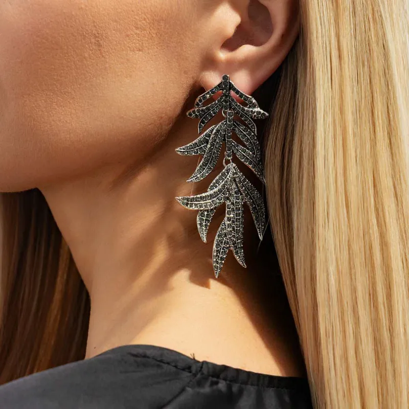 Black Cubic Zirconia & Silvertone Branch Dangle Earrings made by Zulily