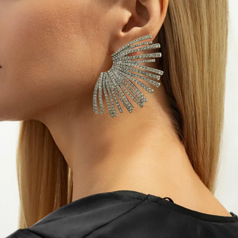 Cubic Zirconia & Silvertone Wing Statement Stud Earrings made by Zulily